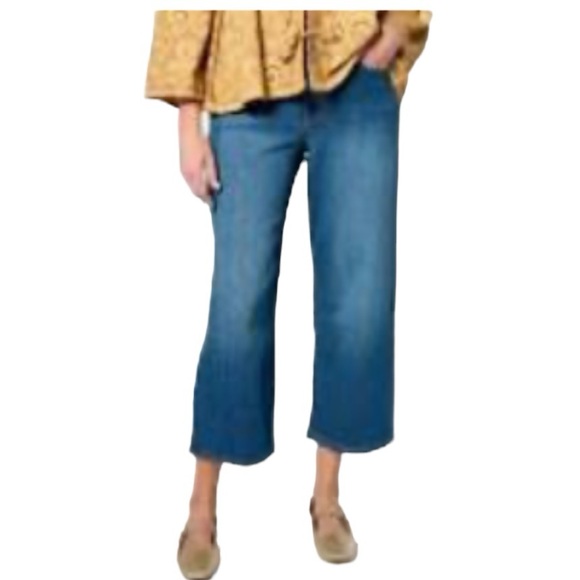 LOGO by Lori Goldstein Denim - LOGO Lori Goldstein Tie Dye Ombre Green Blue Jeans Mid Rise Crop Kick size 16